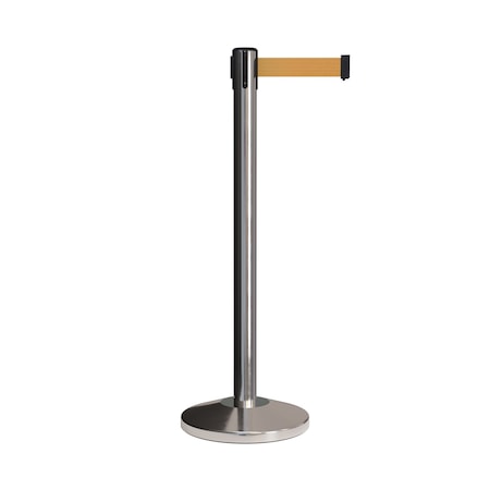 Montour Line Stanchion Belt Barrier Pol.Steel Post 7.5ftBrown Belt ES400-PS-BN-ML-75